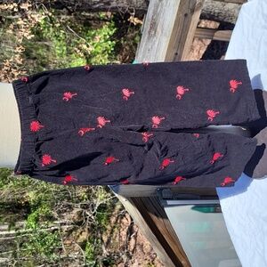 Black corduroy pants with red embroidered Palmetto w crescent moon, sz 4T